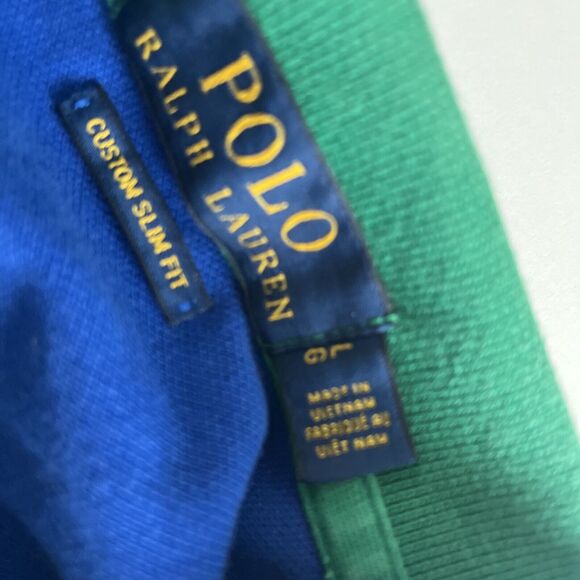 POLO Ralph Lauren MCMLXVII Crest Banner‎ Blue Polo Shirt Slim Fit Large Rugby - Picture 4 of 11